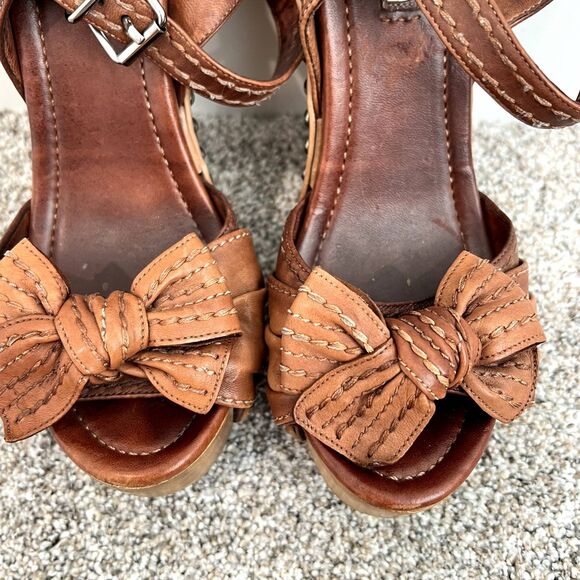 Miu Miu Bow Wood Heels Sandals Platform Shoes Studs 37 - Picture 4 of 14